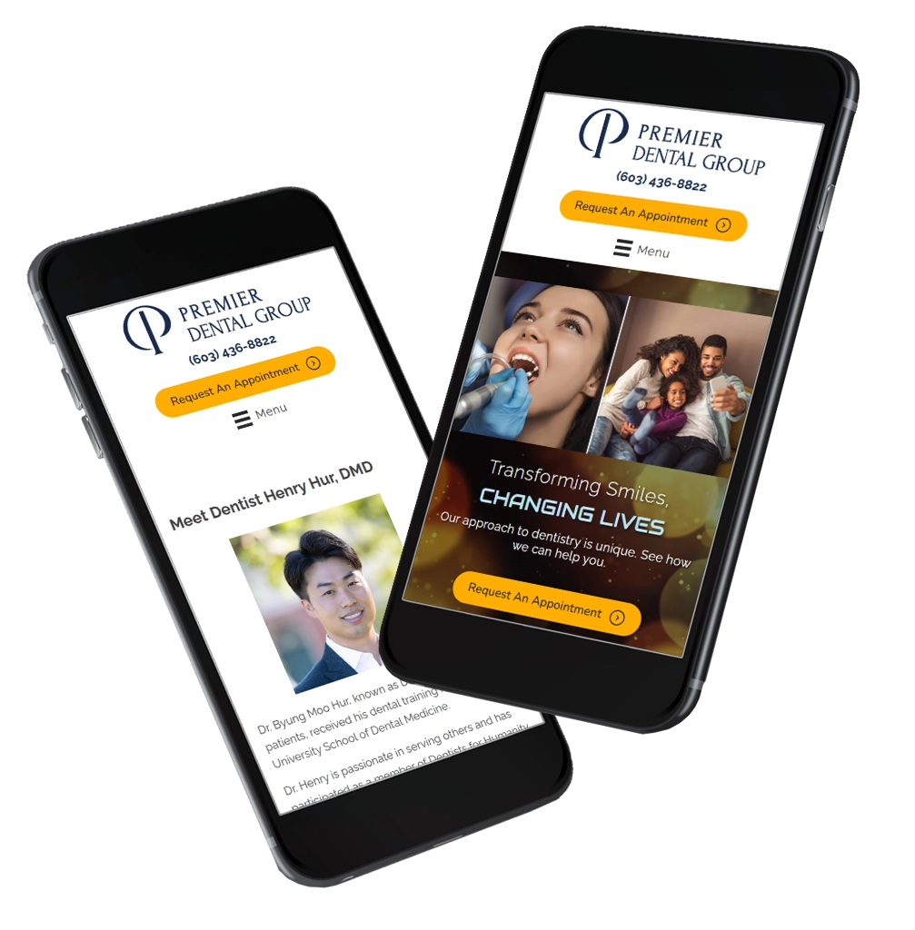 Collage Of Screenshots Showing Dentist Henry Hur's Bio And Website Homepage